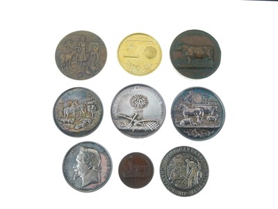 Lot 135 - Four silver and white metal agricultural medallions, etc