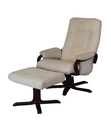 Lot 623 - Ekornes 'Stressless' swivel easy chair and footstool