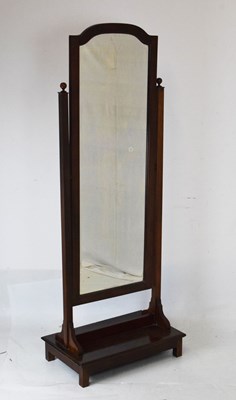 Lot 695 - 20th Century mahogany cheval mirror