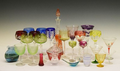 Lot 312 - Six Bohemian colour-flashed hock glasses, etc.