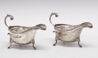 Lot 90 - Pair George V silver sauceboats