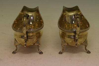 Lot 90 - Pair George V silver sauceboats