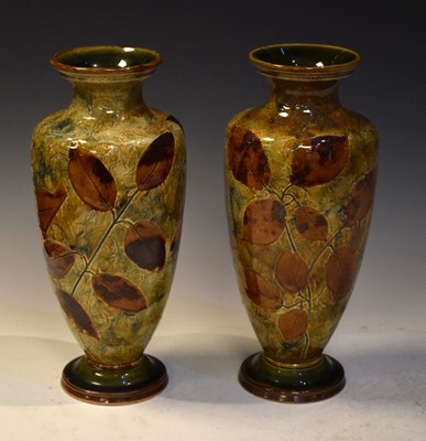 Lot 432 - Pair of Doulton 'Autumnal Leaves' vases