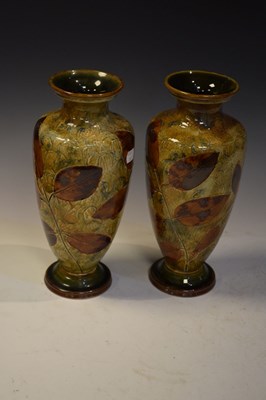 Lot 432 - Pair of Doulton 'Autumnal Leaves' vases