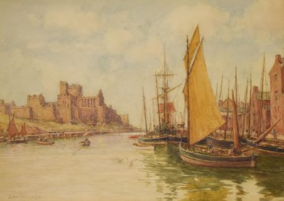 Lot 390 - James William Milliken, (1887-1930) Watercolour - Peel Castle, Isle of Man