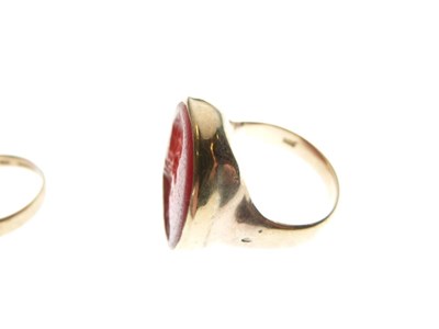 Lot 27 - 9ct gold bloodstone signet ring, and an Intaglio ring