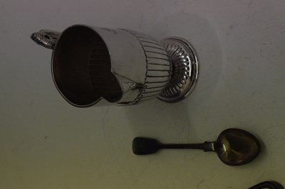 Lot 150 - Victorian silver mug with gadrooned decoration, plus quantity of teaspoons