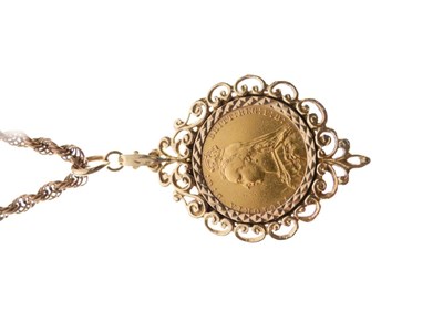 Lot 109 - 1890 Queen Victoria gold sovereign, in a 9ct gold pendant mount and 9ct gold chain