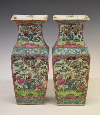 Lot 180 - Pair of Chinese Canton Famille Rose porcelain vases