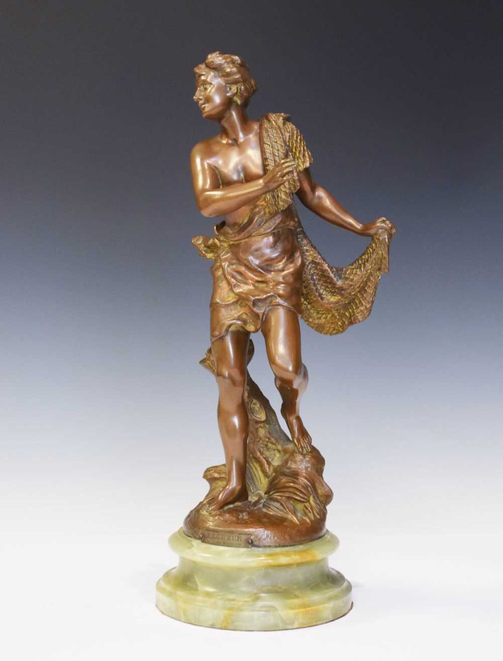 Lot 277 - After Charles Octave Levy, (1820-1899) - Bronzed spelter figure, 'Le Pecheur'