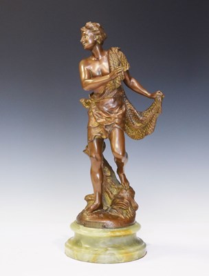 Lot 277 - After Charles Octave Levy, (1820-1899) - Bronzed spelter figure, 'Le Pecheur'