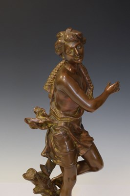 Lot 277 - After Charles Octave Levy, (1820-1899) - Bronzed spelter figure, 'Le Pecheur'
