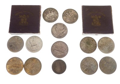 Lot 193 - Small quantity of GB coins to include Queen Anne Crown 1708, George III Halfcrown 1817, etc