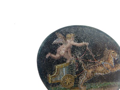 Lot 43 - 19th Century Italian 'Grand Tour' souvenir micromosaic panel - Eros and chariot