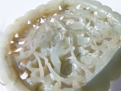 Lot 187 - Chinese carved celadon jade panel