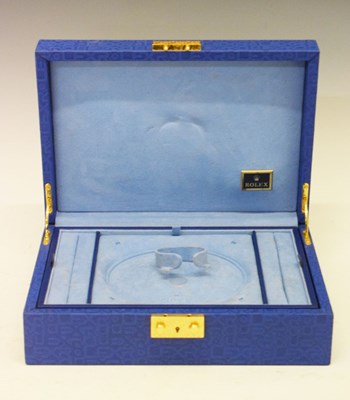 Lot 80 - Rolex - Pearlmaster embossed blue leather watch and jewellery box