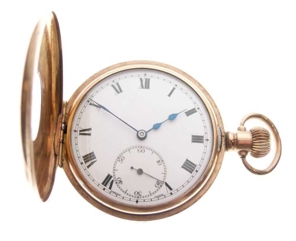 Lot 145 - Gentleman's gold-plated half-hunter pocket watch