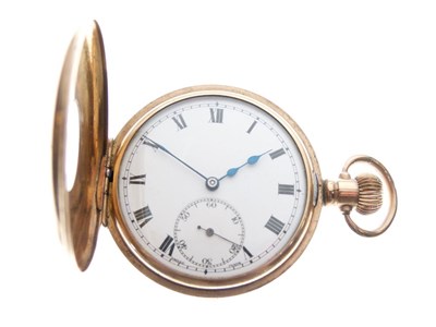 Lot 145 - Gentleman's gold-plated half-hunter pocket watch