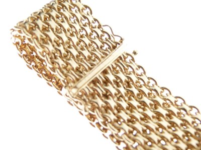 Lot 107 - 9ct gold mesh-link bracelet