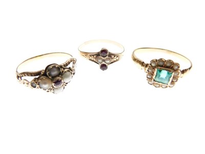 Lot 22 - Three unmarked gem-set dress rings