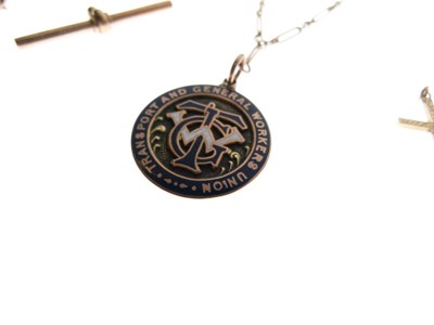 Lot 93 - Transport and General Workers Union enamel decorated fob, stamped '9ct'