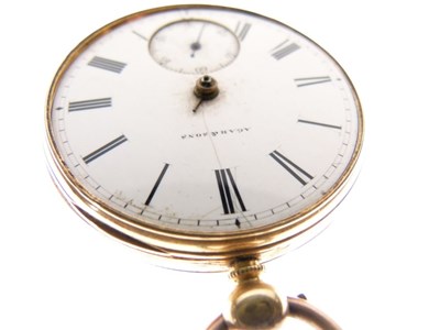 Lot 141 - Late Victorian 18ct gold open face pocket watch, Agar & Sons, Bury