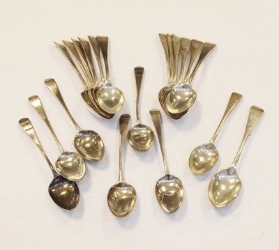 Lot 178 - Set of twelve 1920s silver teaspoons and other spoons