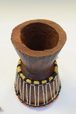 Lot 255 - Small tribal hand drum and wooden doll