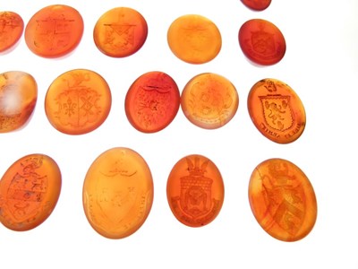 Lot 52 - Collection of fifty oval carnelian armorial intaglios