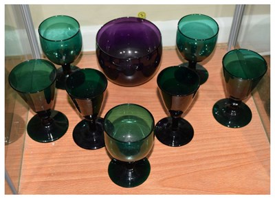 Lot 436 - Collection of 19th Century drinking glasses and amethyst glass finger bowl