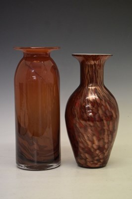 Lot 325 - Anthony Stern (1944-2022) - Red ground glass vase with swirled decoration and another vase