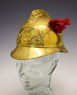 Lot 142 - Early 20th Century French brass Fire Brigade dress helmet
