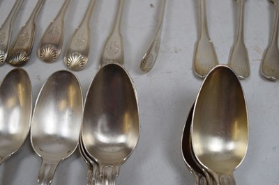 Lot 95 - Matched set of late 19th Century French silver 'Shell, Fiddle and Thread' pattern flatware