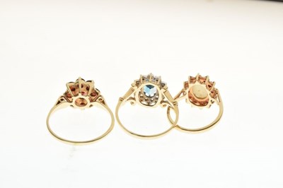 Lot 18 - Three 9ct gem-set dress rings