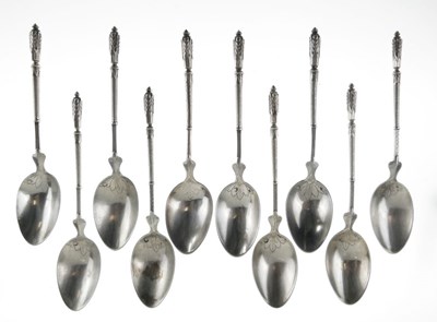 Lot 94 - Set of ten late 19th Century French provincial silver teaspoons