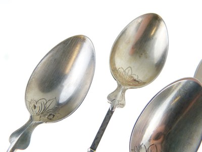 Lot 94 - Set of ten late 19th Century French provincial silver teaspoons