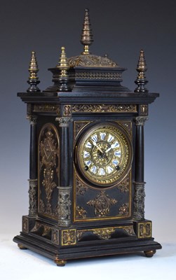 Lot 543 - Late 19th Century ebonised mantel clock