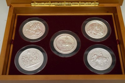 Lot 107 - Royal Mint - Great Seals of the Realm 'Nineteenth Century' silver five medallion set