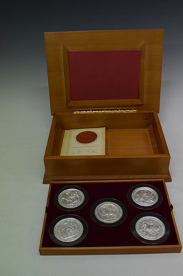 Lot 107 - Royal Mint - Great Seals of the Realm 'Nineteenth Century' silver five medallion set