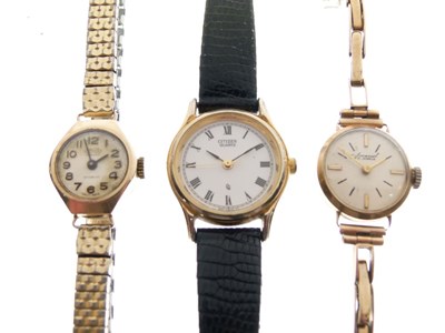 Lot 138 - Lady's gold Accurist, lady's gold Corvette watch and Seiko