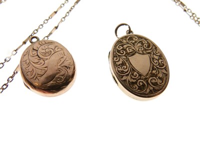 Lot 95 - Two chains and oval locket x 2