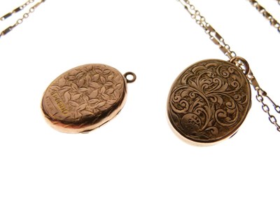 Lot 95 - Two chains and oval locket x 2