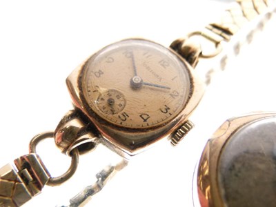 Lot 137 - Ladies vintage 9ct gold-cased wristwatch, plus  two lady's gold-plated wristwatches
