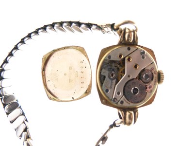 Lot 137 - Ladies vintage 9ct gold-cased wristwatch, plus  two lady's gold-plated wristwatches