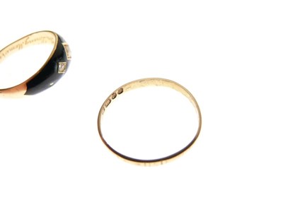 Lot 72 - 18ct gold mourning ring, 18ct gold wedding band, and a dress ring