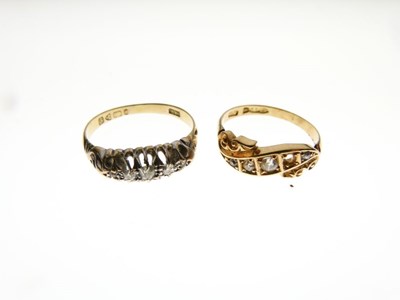Lot 7 - 18ct gold five-stone diamond ring, and another 18ct gold diamond ring