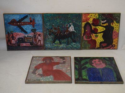 Lot 713 - 'Gerard' (Haiti) - Five oils - portraits and other scenes