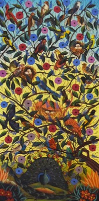 Lot 417 - Gesner Abelard (Haitian, b. 1922) - Oil on canvas - Birds in a tree