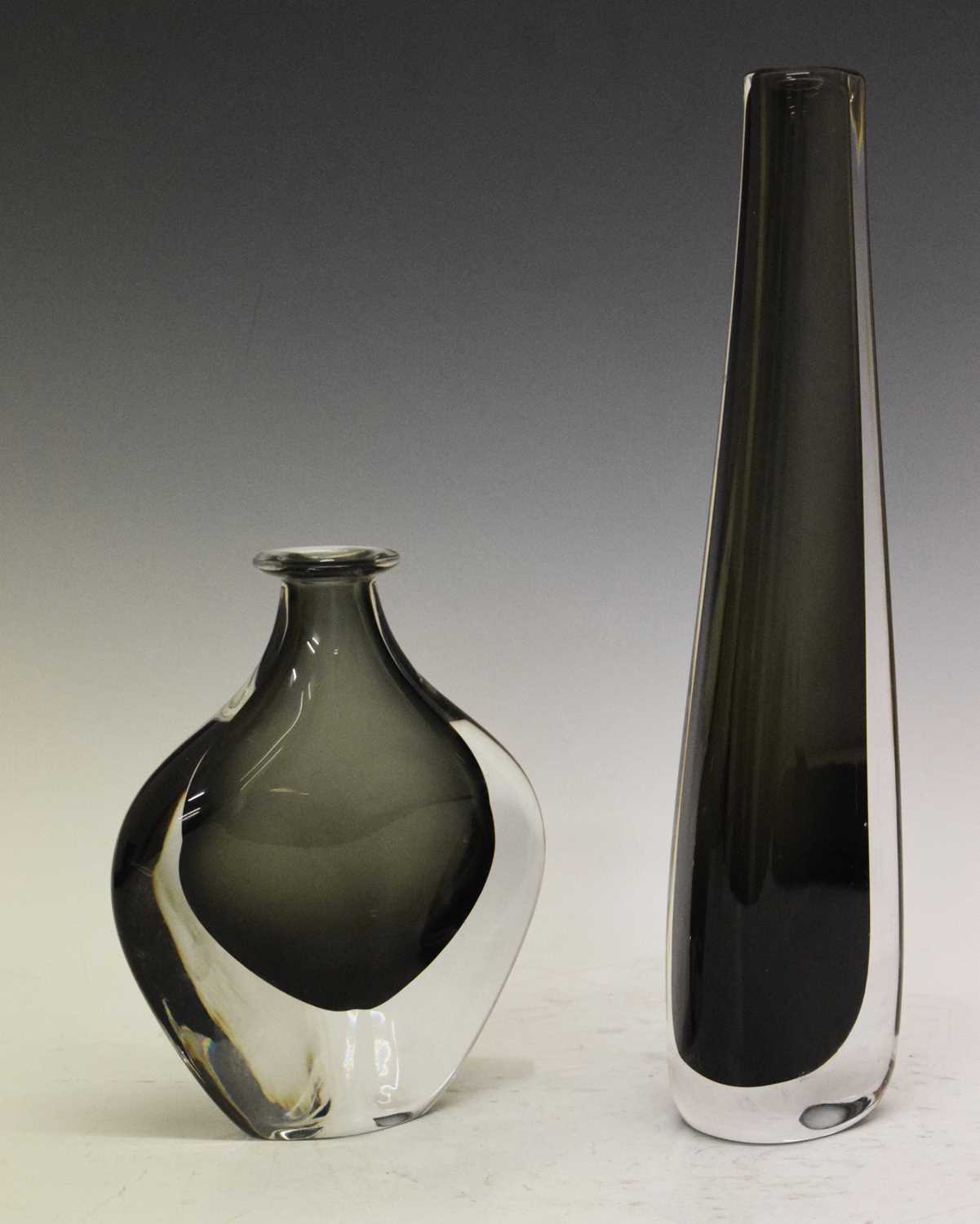 Lot 460 - Nils Landberg for Orrefors, Sweden - Two 'Dusk' series glass vases