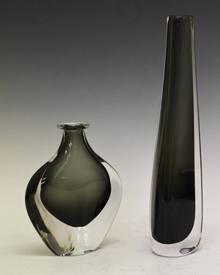 Lot 460 - Nils Landberg for Orrefors, Sweden - Two 'Dusk' series glass vases